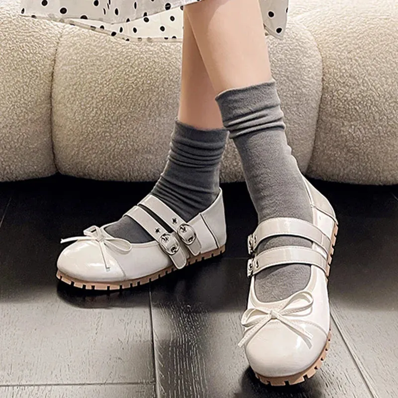 binfenxie  -  Flats Bow Ballet Dance Shoes Casual Shallow Women Sandals 2024 Fashion Autumn New Fashion Shoes Walking Female Cozy Dress Shoes