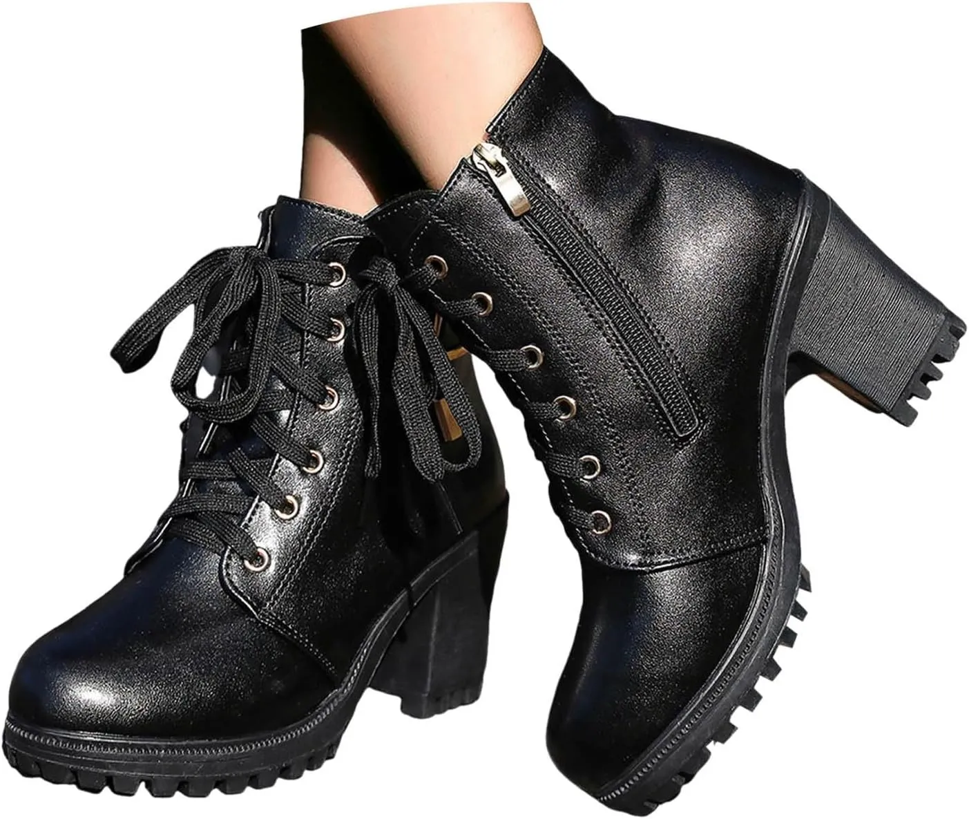 Boots for Women Retro Classic Lace Up High Heel Cowboy Boots for Women Ladies Shoes Fashion Western Short Boots