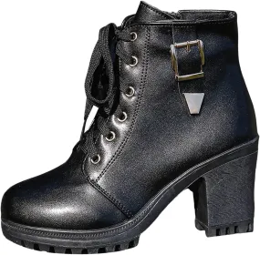 Boots for Women Retro Classic Lace Up High Heel Cowboy Boots for Women Ladies Shoes Fashion Western Short Boots