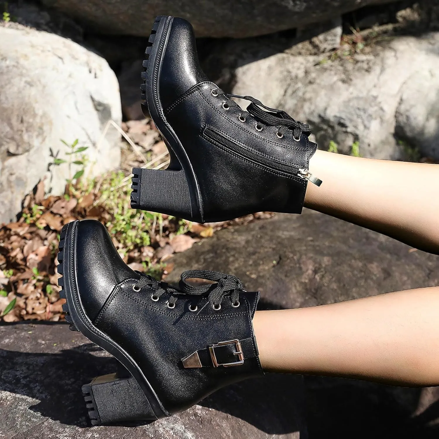 Boots for Women Retro Classic Lace Up High Heel Cowboy Boots for Women Ladies Shoes Fashion Western Short Boots