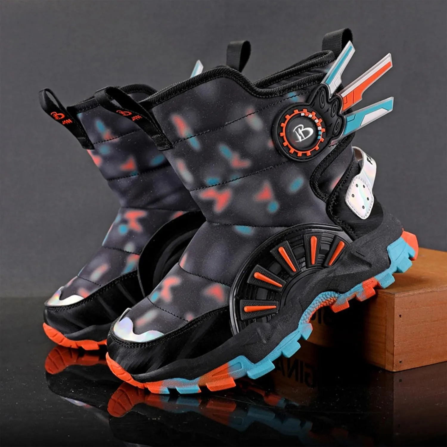Boys Girls Snow Boots Toddler Kids Winter Boots Water esistant Hook Loop Cold Weather Outdoor Shoes for Kids