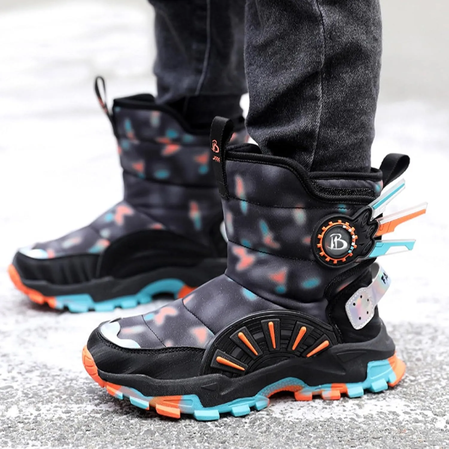 Boys Girls Snow Boots Toddler Kids Winter Boots Water esistant Hook Loop Cold Weather Outdoor Shoes for Kids