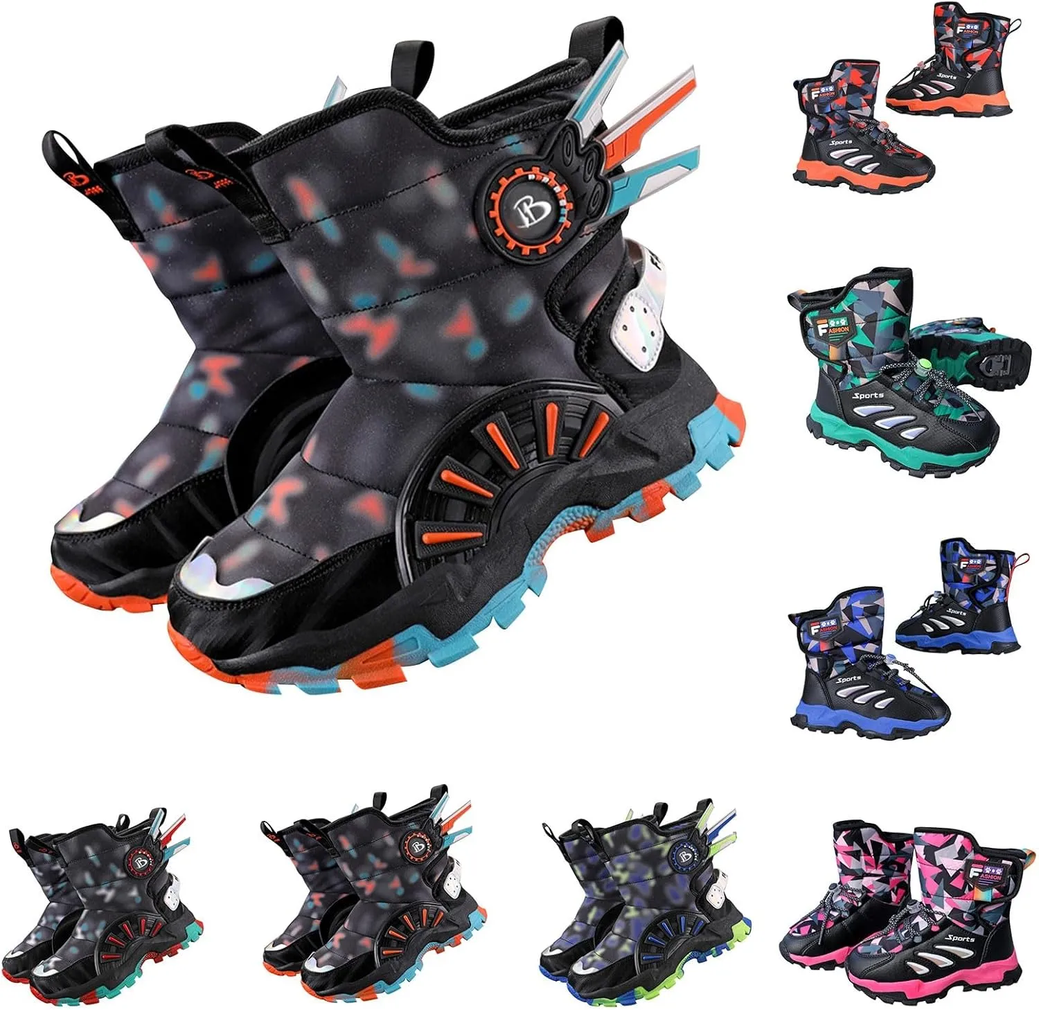 Boys Girls Snow Boots Toddler Kids Winter Boots Water esistant Hook Loop Cold Weather Outdoor Shoes for Kids