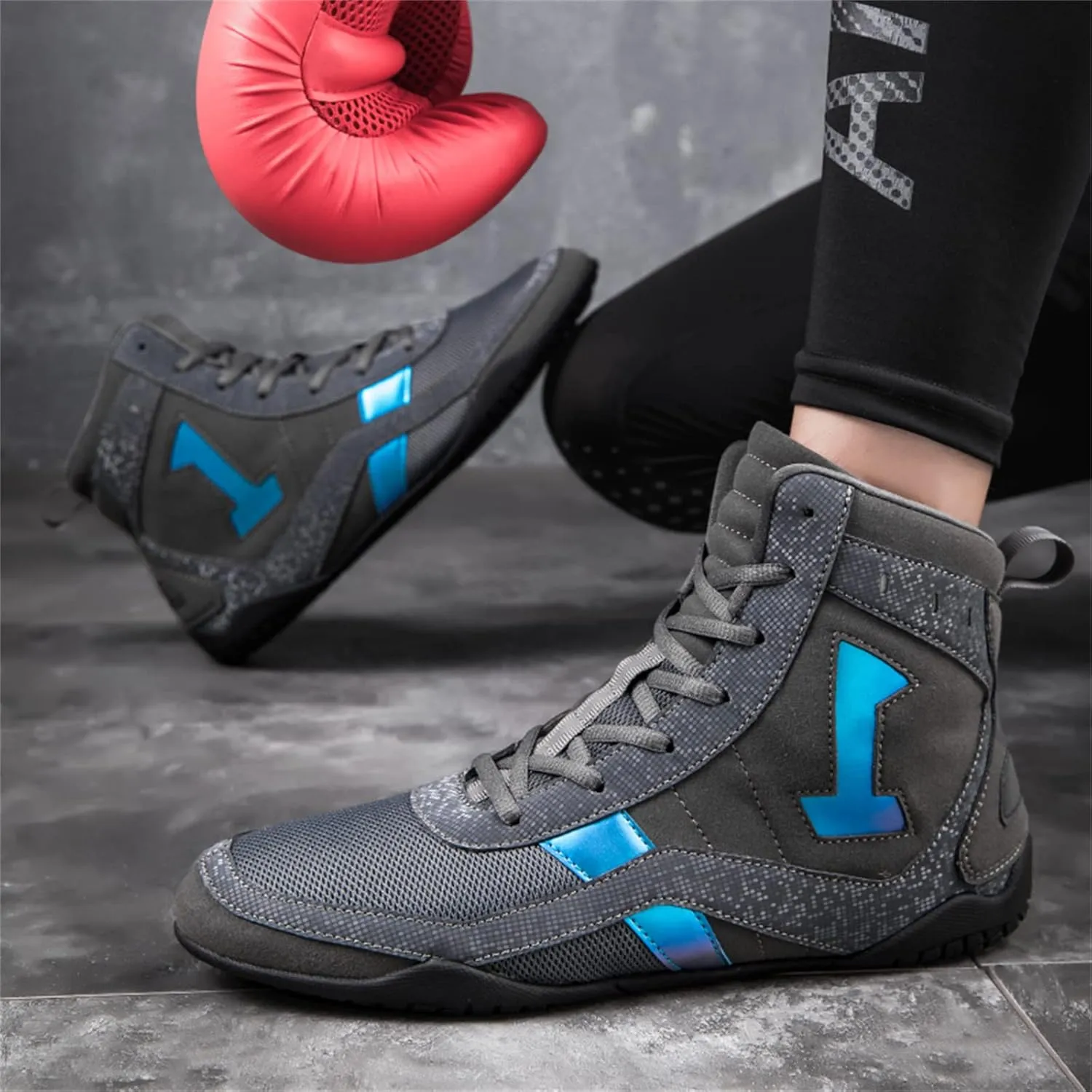 Cmadolrs Men's and Women's high top Wrestling Boxing Shoes Anti-Skid Fighting Training Competition Sports Shoes Sports Casual Shoes Gymnastics Boots