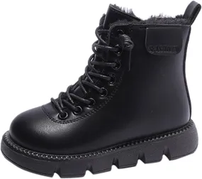 Fashion Winter Children Boots Boys and Girls Ankle Boots Flat Bottom Non Slip High Top Plush Warm and Lavish Boots