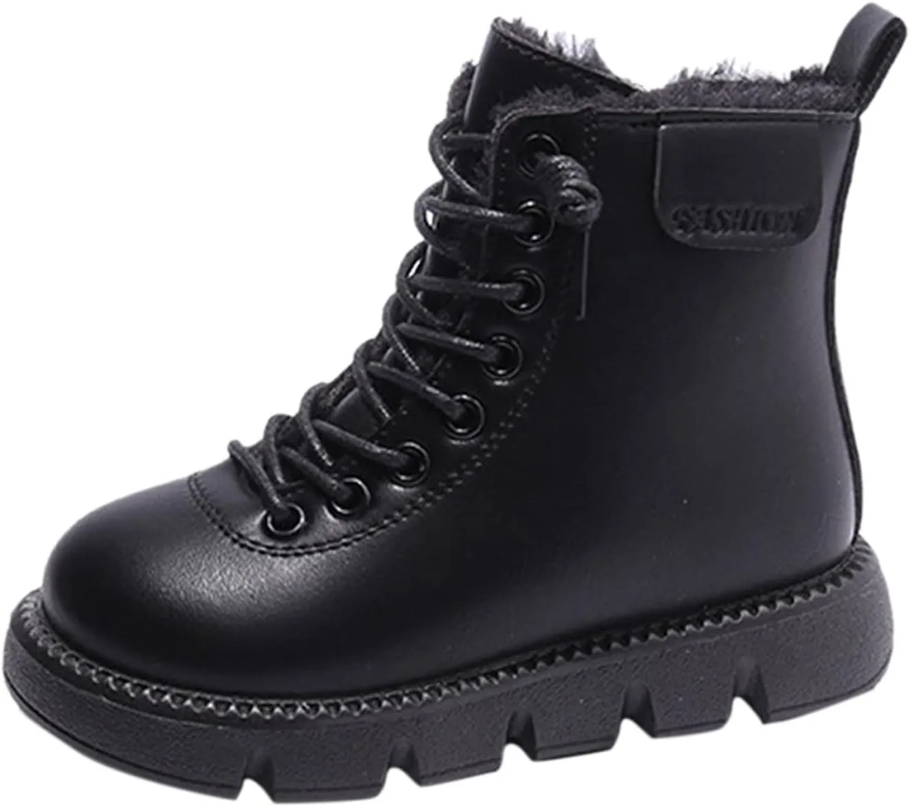 Fashion Winter Children Boots Boys and Girls Ankle Boots Flat Bottom Non Slip High Top Plush Warm and Lavish Boots