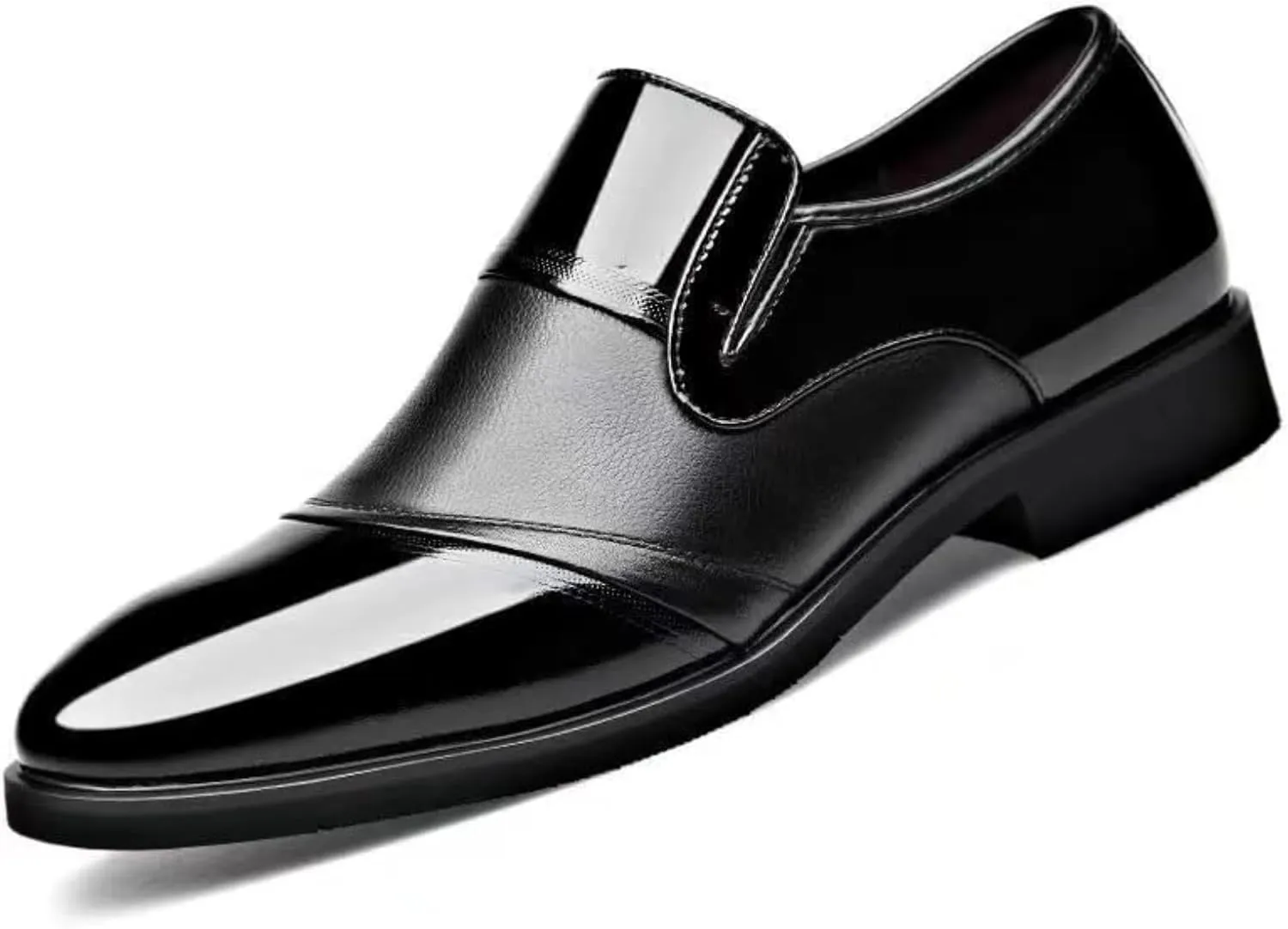 Formal Shoes for Men Lace Up Round Toe Genuine Leather Shoes Genuine Leather Dress Formal Shoes for Men Classic Patent Leather Shoes for Men