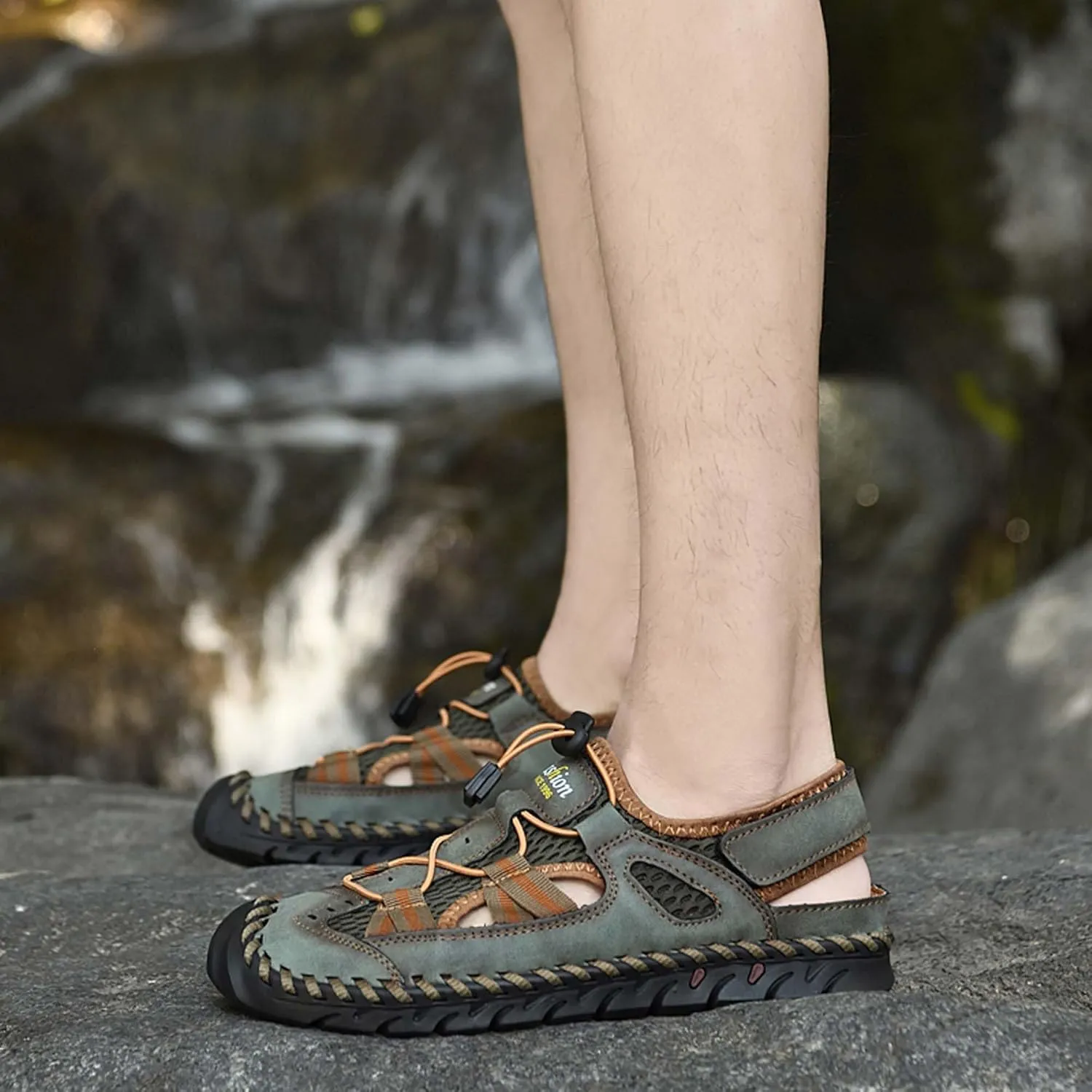 GeRRiT Mens Outdoor Casual Sandals Slippers Lightweight Anti-slip Sports Water Water Shoes Breathable Men's Sandals Fashion Hundred Sports Walking Shoes