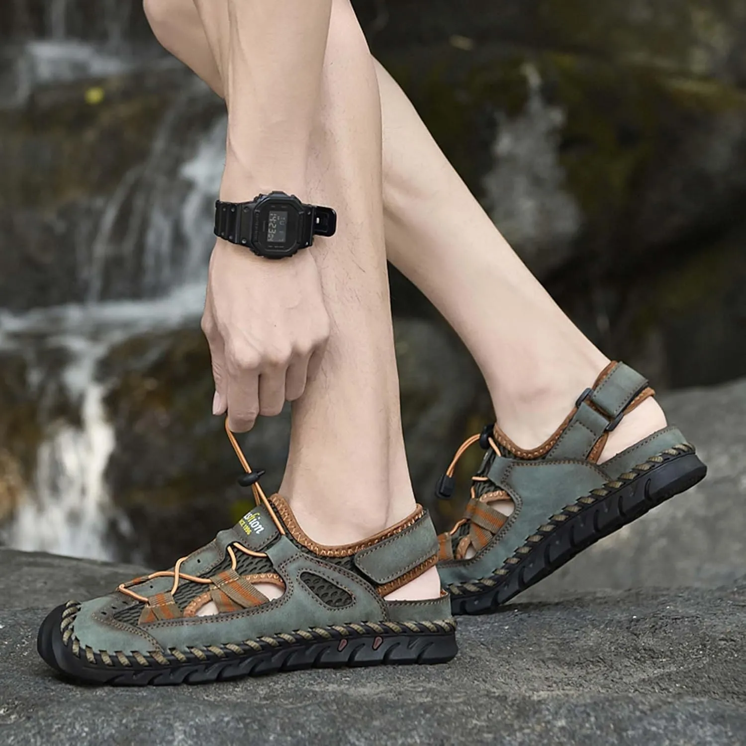 GeRRiT Mens Outdoor Casual Sandals Slippers Lightweight Anti-slip Sports Water Water Shoes Breathable Men's Sandals Fashion Hundred Sports Walking Shoes