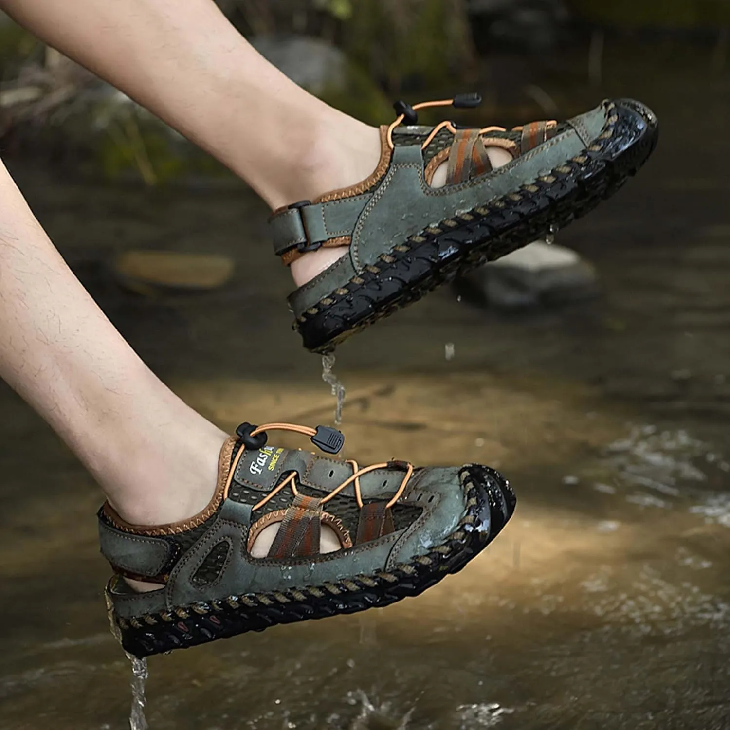 GeRRiT Mens Outdoor Casual Sandals Slippers Lightweight Anti-slip Sports Water Water Shoes Breathable Men's Sandals Fashion Hundred Sports Walking Shoes