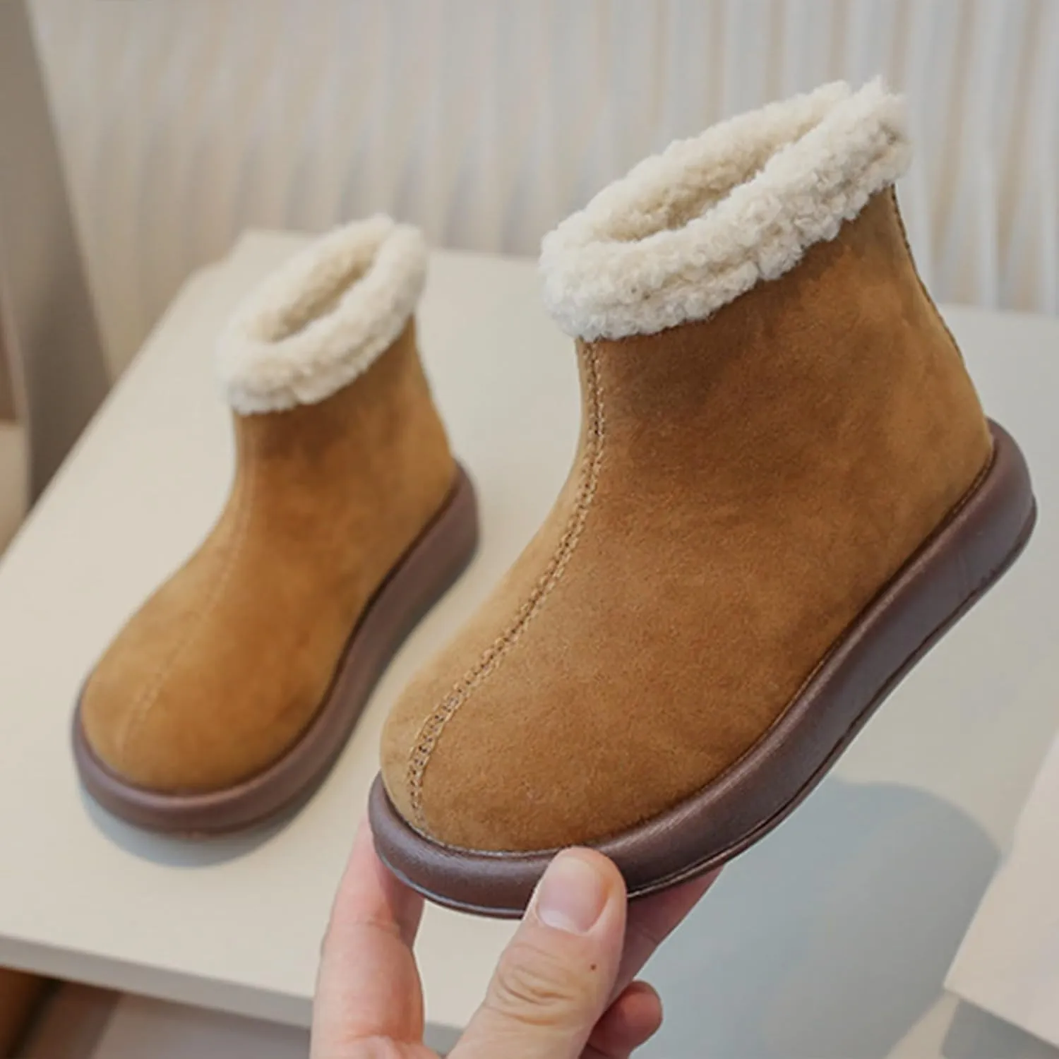 Girls Fuzzy Warm Winter Short Ankle Boots with Furry Faux Fr ining Booties Shoes for Toddler Tall Toddler Boots