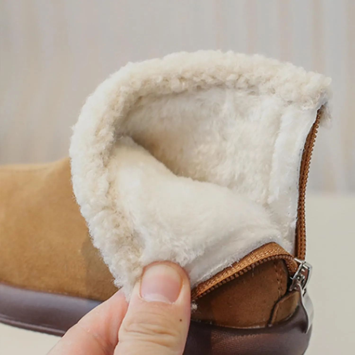 Girls Fuzzy Warm Winter Short Ankle Boots with Furry Faux Fr ining Booties Shoes for Toddler Tall Toddler Boots