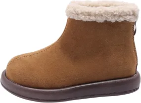 Girls Fuzzy Warm Winter Short Ankle Boots with Furry Faux Fr ining Booties Shoes for Toddler Tall Toddler Boots