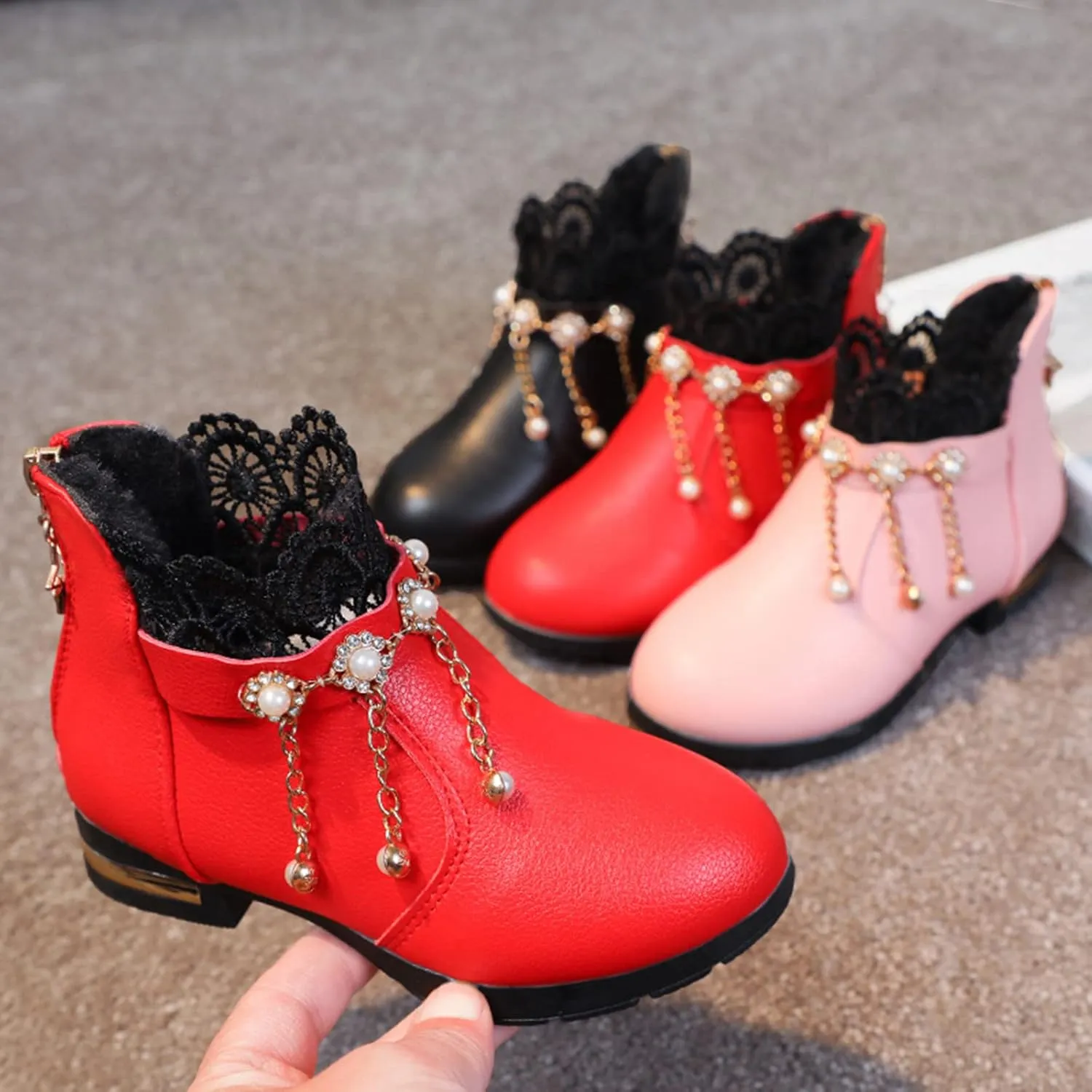 Girls Shoes Fashion Flower Short Boots Non Slip Breathable Boots Girls Shoes Ankle Boots for Rain Boots Girl Toddler 6