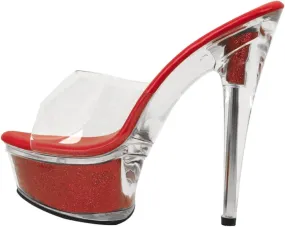 Glitter Clear Platform Slip On High Heel Stilettos