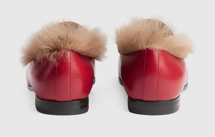 'Jordaan' Fur Loafer, Red