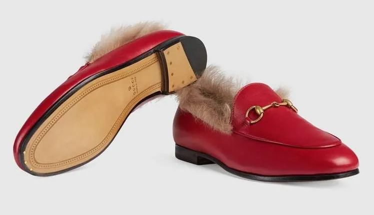 'Jordaan' Fur Loafer, Red