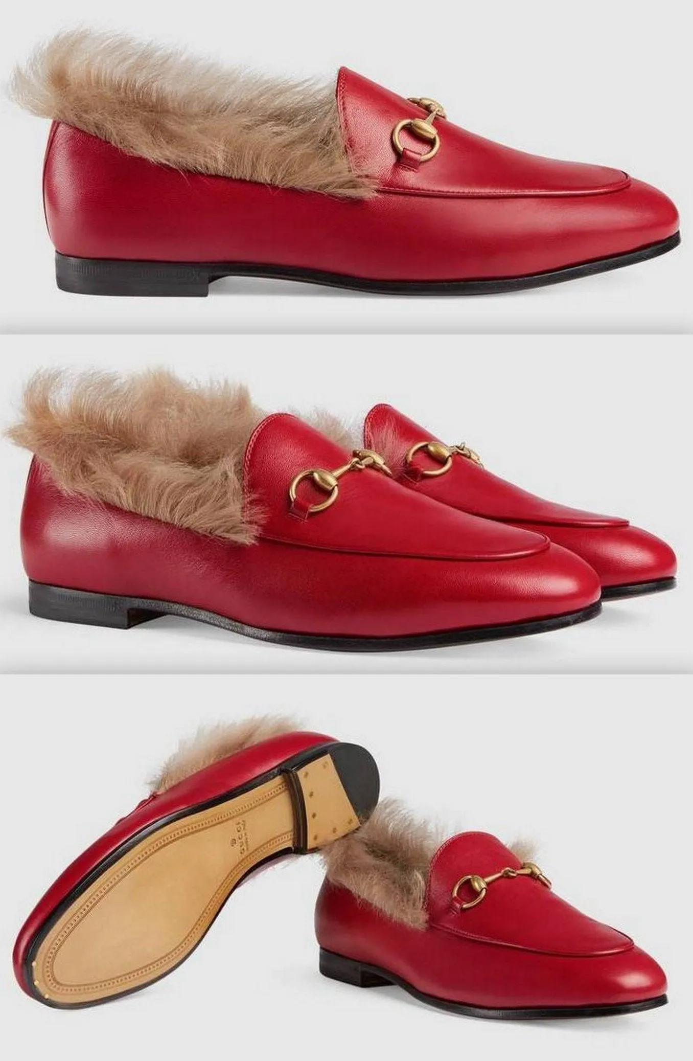 'Jordaan' Fur Loafer, Red