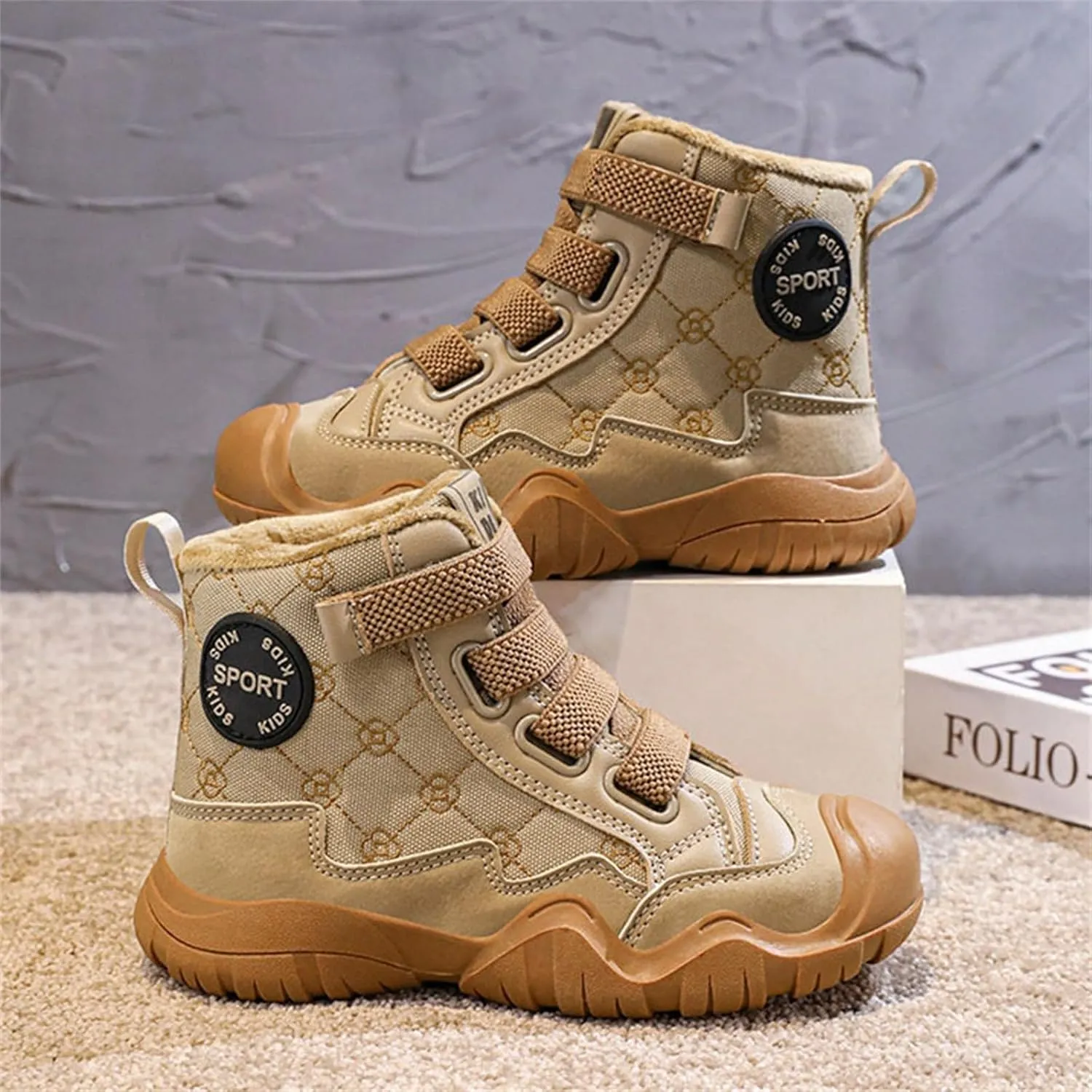 Kids Snow Boots for Girls Boys Comfy Warm Fr Lined Winter Boots Lightweight Slip On Cotton Fuzzy Running Shoes
