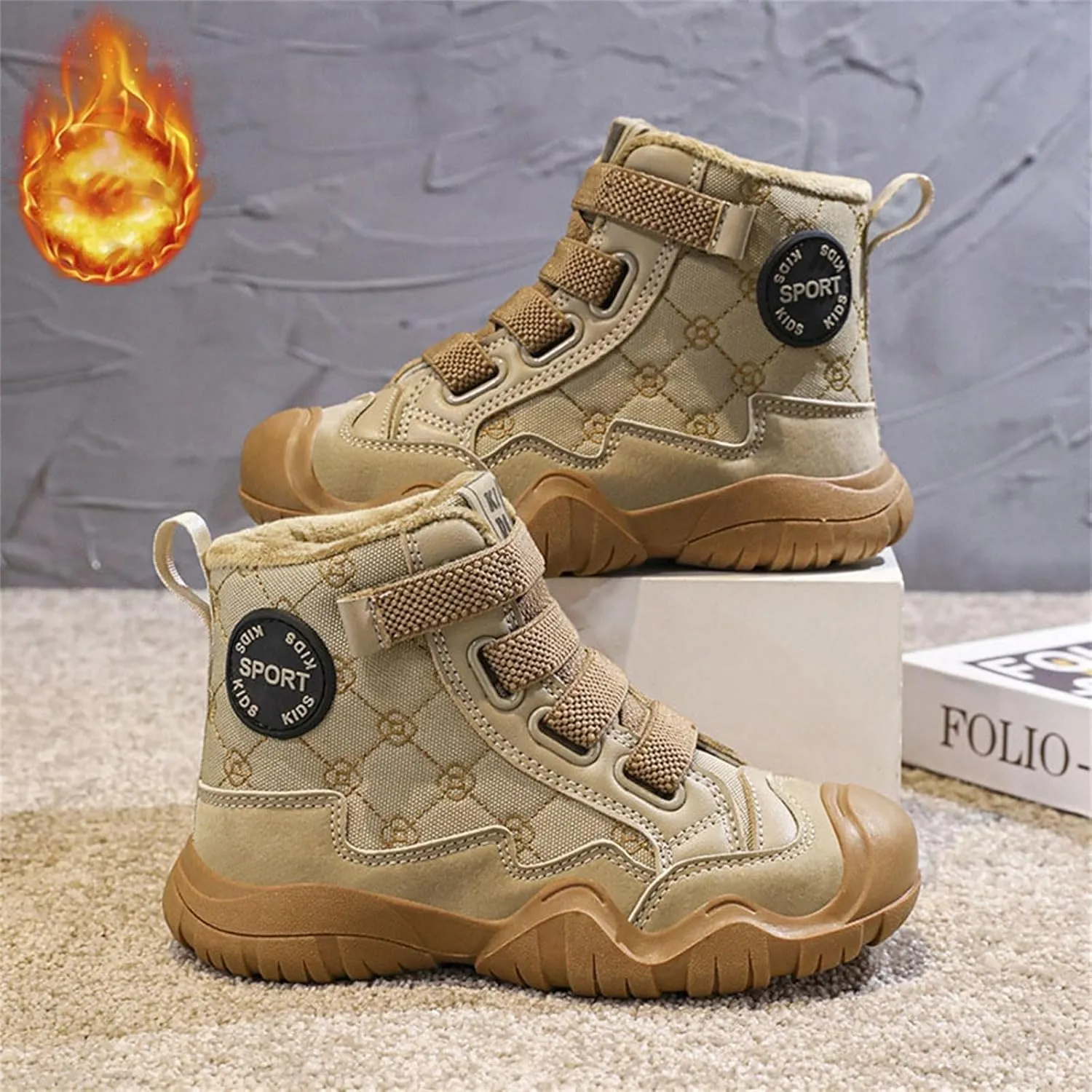 Kids Snow Boots for Girls Boys Comfy Warm Fr Lined Winter Boots Lightweight Slip On Cotton Fuzzy Running Shoes