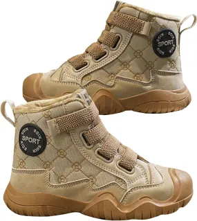 Kids Snow Boots for Girls Boys Comfy Warm Fr Lined Winter Boots Lightweight Slip On Cotton Fuzzy Running Shoes