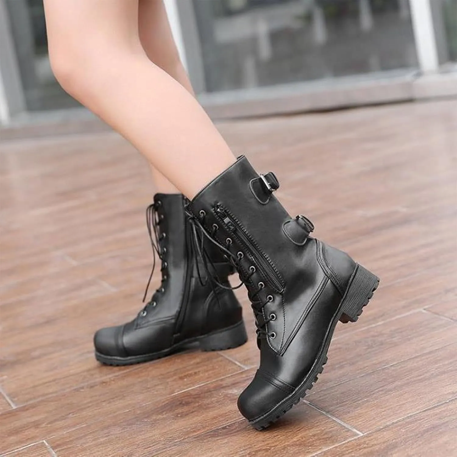 Knee High Boots for Women Wide Calf with Heel Boots Women's Lac Up Low heel Boots Women's Wide Calf Boots