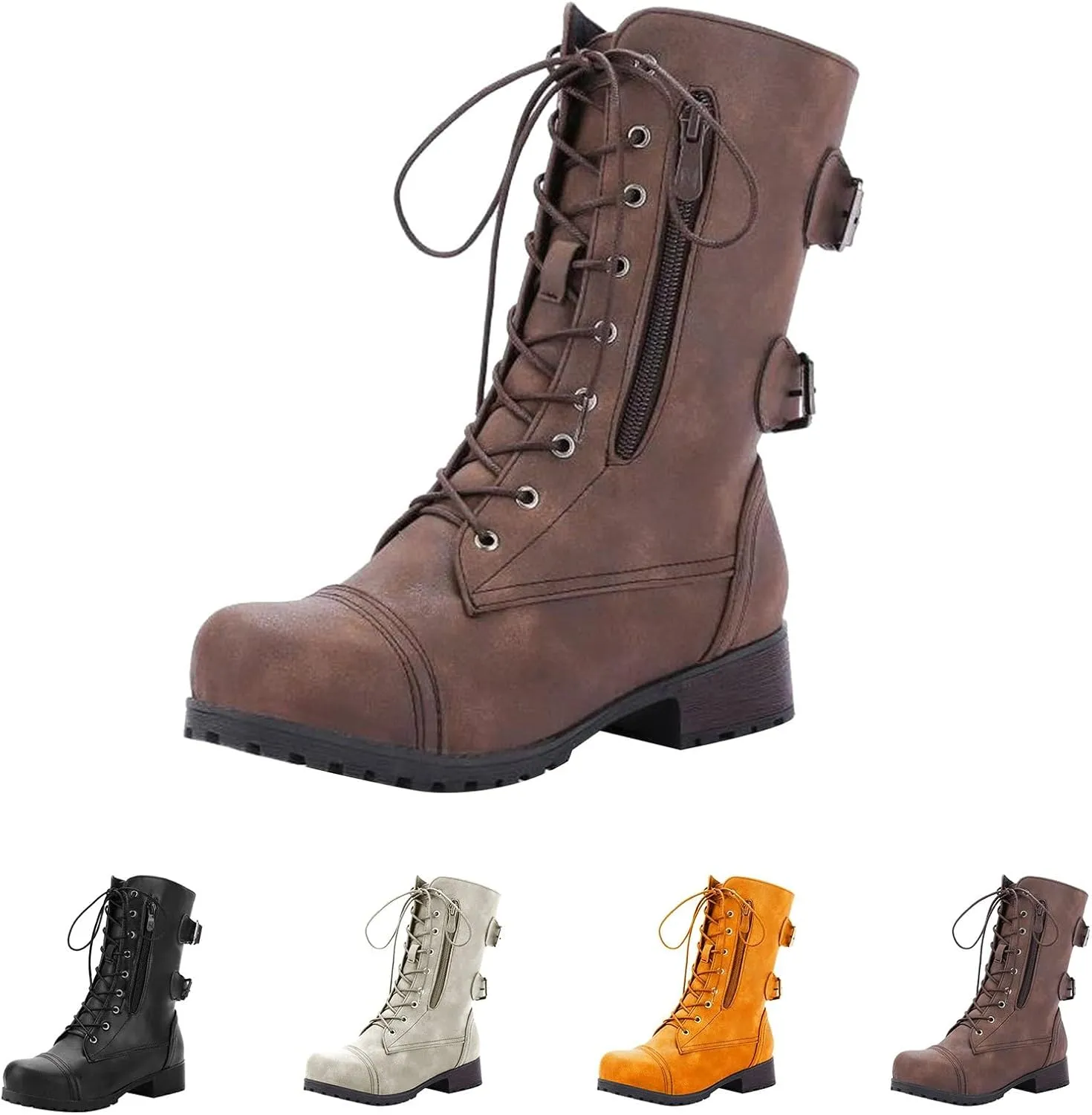 Knee High Boots for Women Wide Calf with Heel Boots Women's Lac Up Low heel Boots Women's Wide Calf Boots