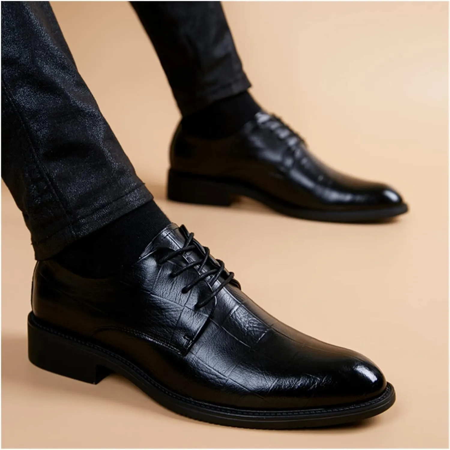 LAZIRO Genuine Leather Men's Leather Shoes Soft Toe Leather Business Casual British Formal Dress Comfortable Single Shoes Work Shoes