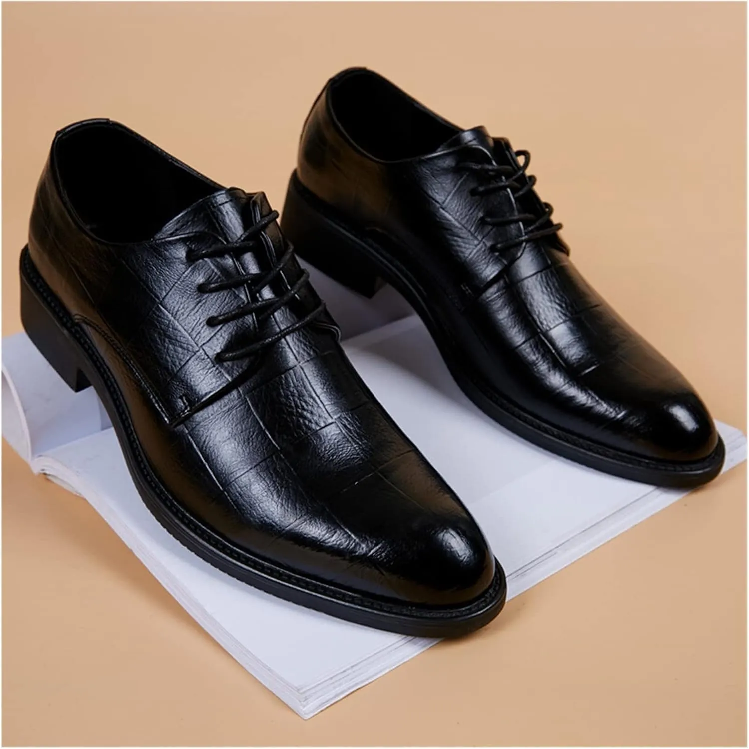 LAZIRO Genuine Leather Men's Leather Shoes Soft Toe Leather Business Casual British Formal Dress Comfortable Single Shoes Work Shoes