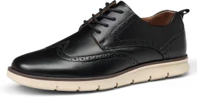Mens Casual Dress Shoes Genuine Leather Plain Toe Mens Dress Sneakers Lightweight Comfortable Business Casual Oxford Shoes for Men