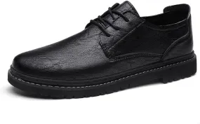 Men's Casual Premium Genuine Leather Lace-up Slip-On Oxford Shoes,Hand-Sewn Lightweight Dress Comfort Leather Shoes