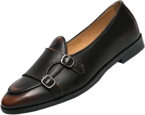Men's Classic Leather Dress Shoes Pointed Toe Comfortable Slip-On Casual Leather Wedding and Party Oxford Shoes