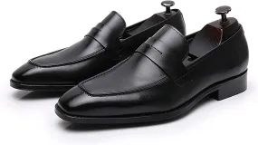 Men's Dress Leather Shoes Formal Oxford Shoes for Men Round Toe Casual Business Leather Shoes Comfortable Wedding Shoes Slip On Leather Driving Shoes,Black,8US/41EU