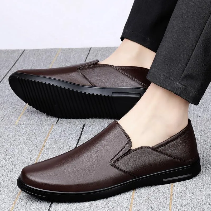 Men's Fashion Soft Moccasins, Comfortable Slip-On Casual Loafers, Leather Flats Shoes for Men, Casual Driving Shoes
