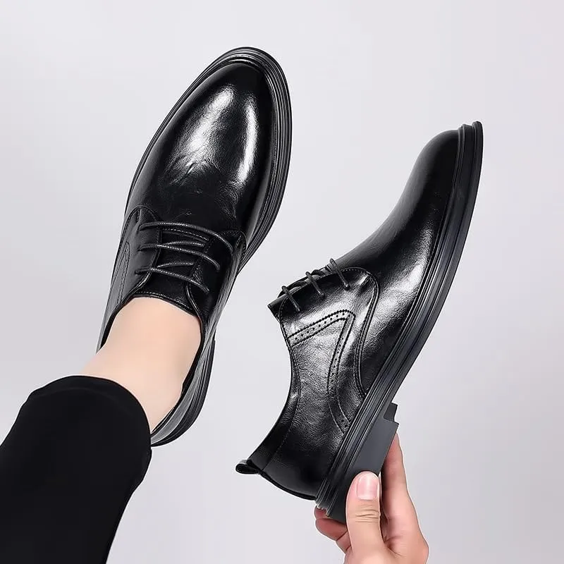 Men's Handmade Leather Modern Classic Lace up Leather Lined Perforated Dress Oxfords Shoes Men Brogue Business Shoes