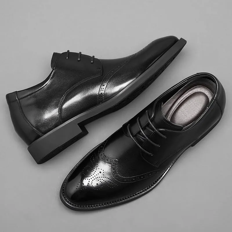 Men's Leather Dress Shoes Casual Lace-up Comfortable Lightweight Business Formal Oxfords Shoes for Men