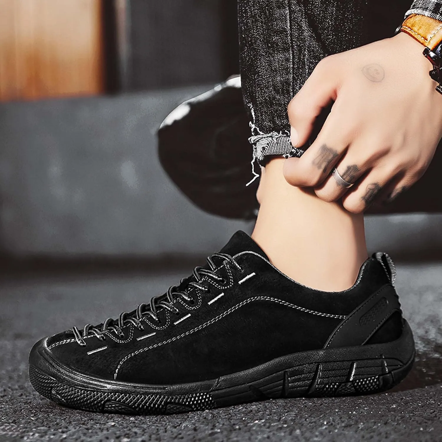 Men's Retro Casual Leather Shoes Classic Lightweight Comfortable for Driving Riding Walking Shoes, Derby Men's Business Dress Shoes Round Toe Dance Shoes