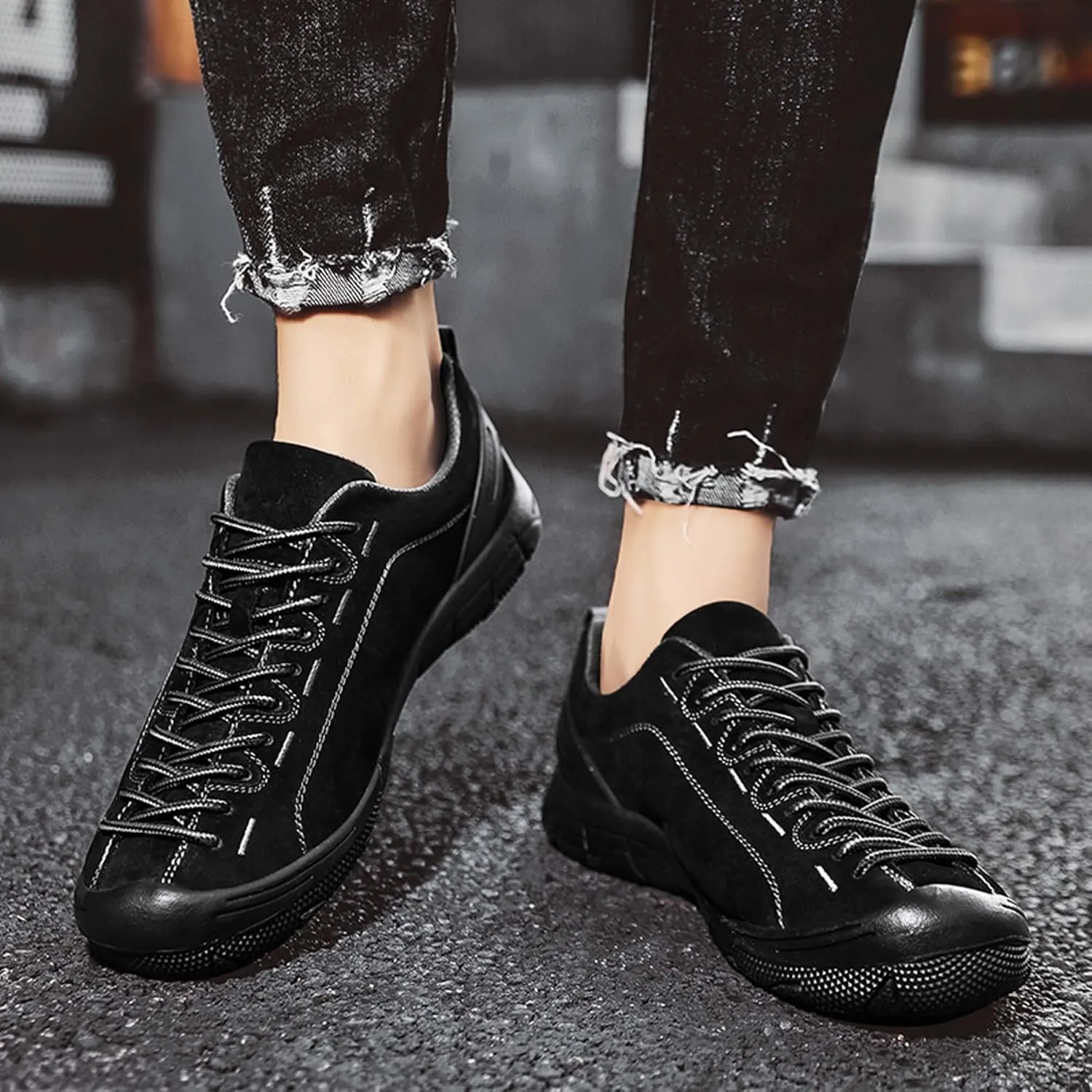 Men's Retro Casual Leather Shoes Classic Lightweight Comfortable for Driving Riding Walking Shoes, Derby Men's Business Dress Shoes Round Toe Dance Shoes