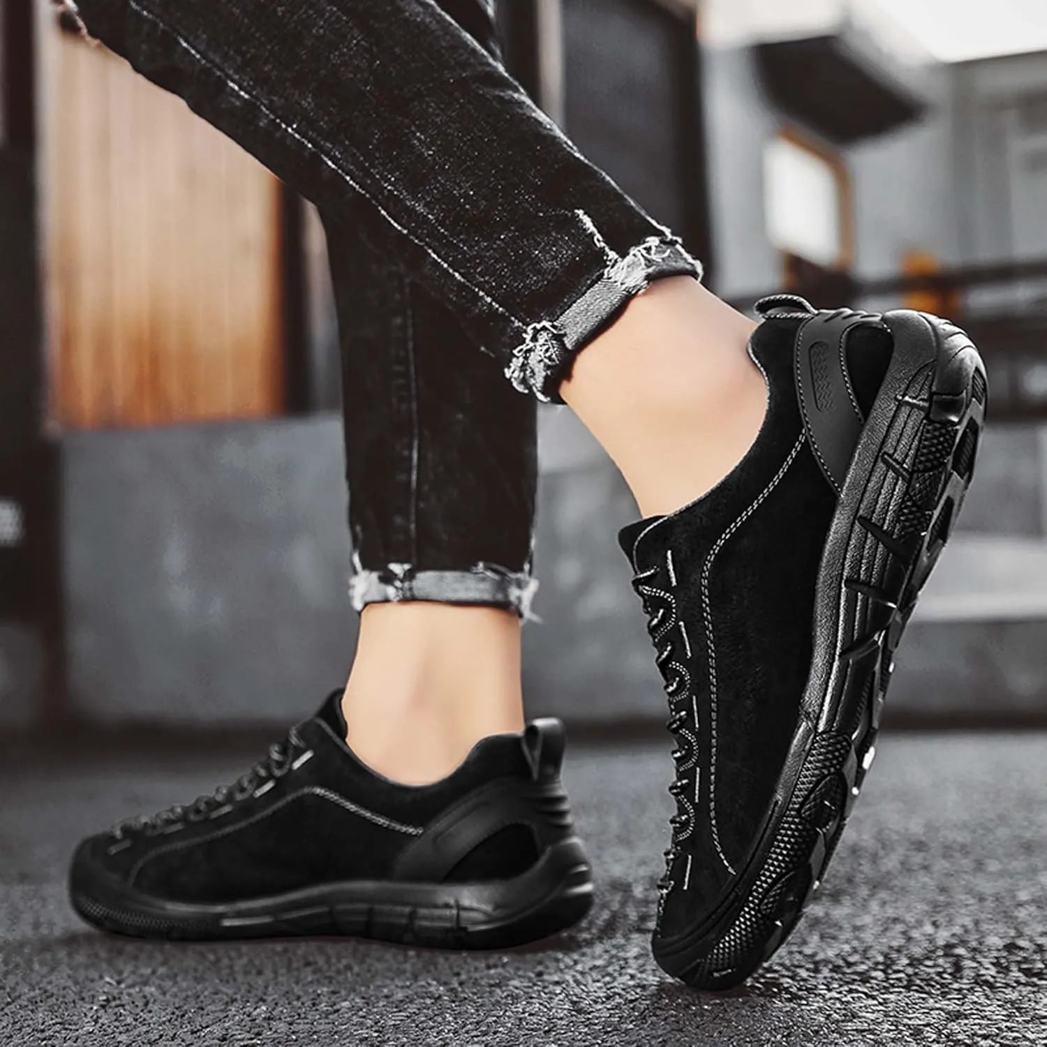 Men's Retro Casual Leather Shoes Classic Lightweight Comfortable for Driving Riding Walking Shoes, Derby Men's Business Dress Shoes Round Toe Dance Shoes
