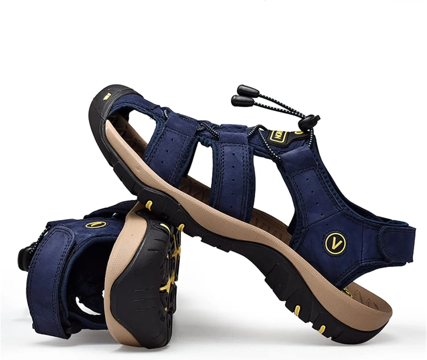 Men's sports sandals Outdoor hiking sandals Closed toe leather sports walking casual sandals Water shoes