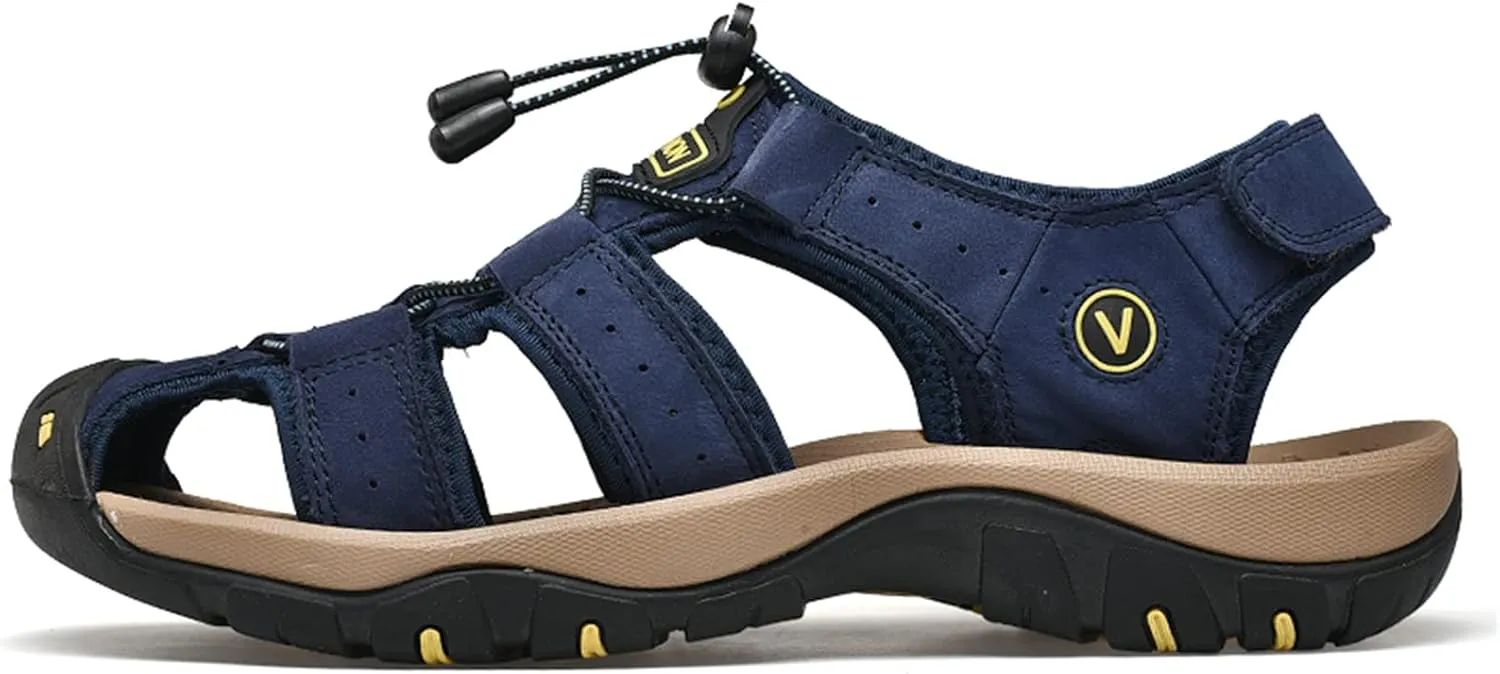 Men's sports sandals Outdoor hiking sandals Closed toe leather sports walking casual sandals Water shoes