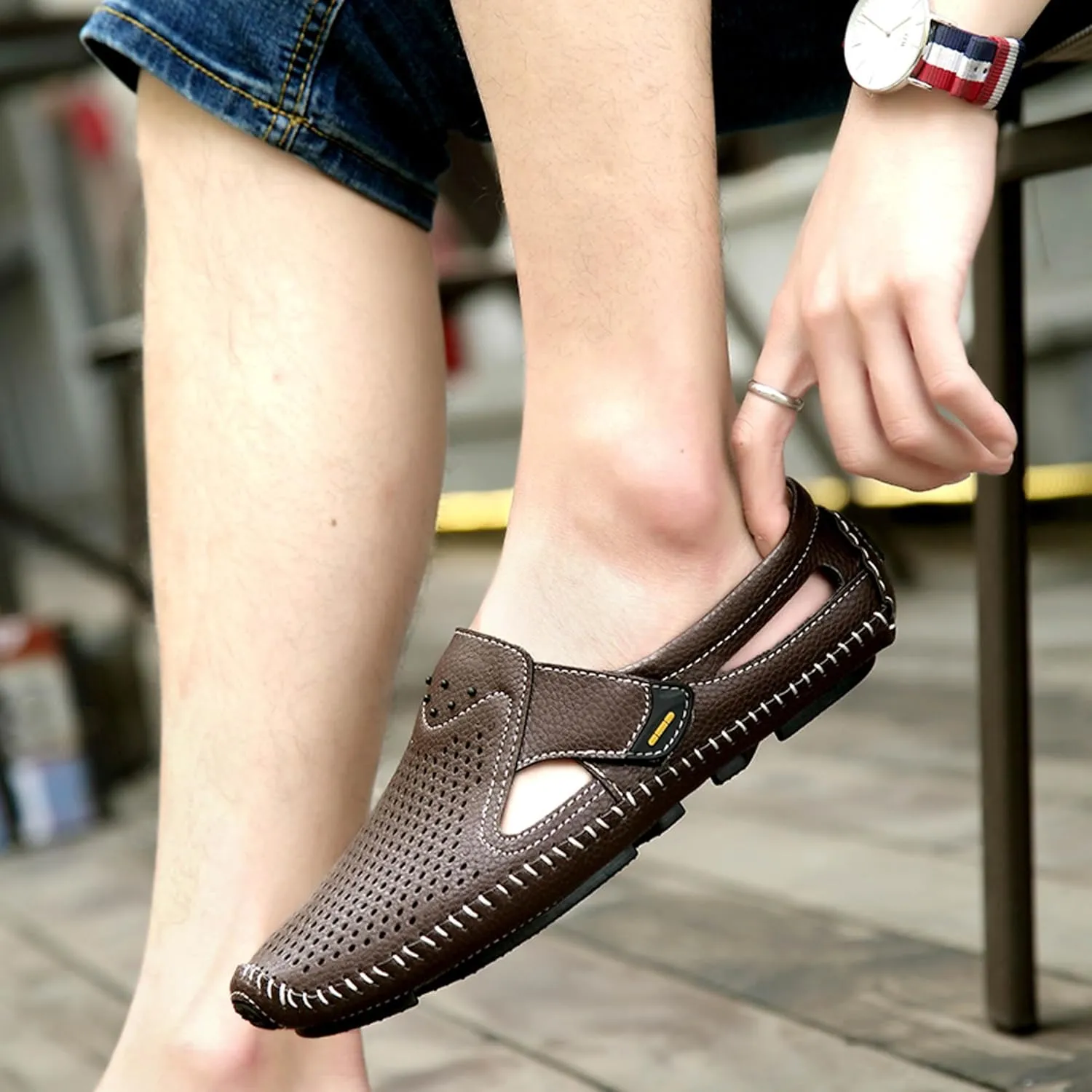 Men's Summer Retro Cycling Shoes, Easy to Maintain Non Slip Breathable Shoes, Swimming Pool Sports Shoes Sandals, Arched Beach Sports Shoes, Non Slip Garden Sandals