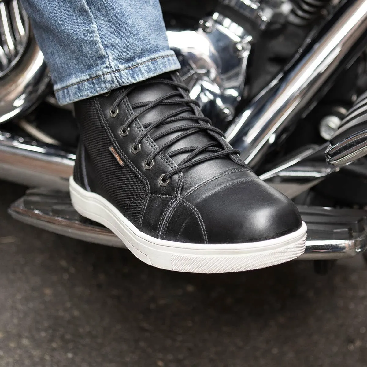 Milwaukee Leather MBM9004WP Men's Waterproof Black Leather Motorcycle Reinforced Street Riding Shoes w/Ankle Support - 13