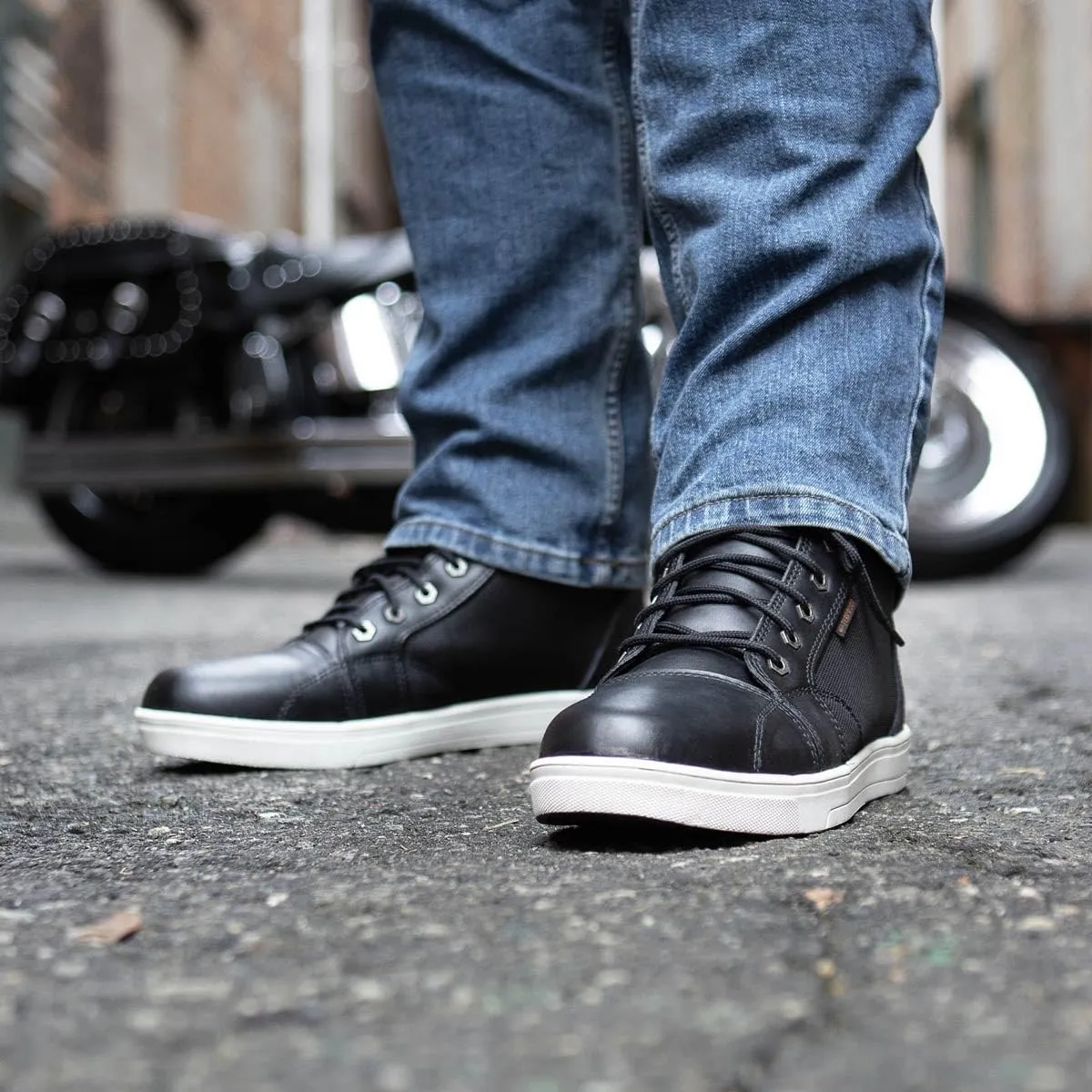 Milwaukee Leather MBM9004WP Men's Waterproof Black Leather Motorcycle Reinforced Street Riding Shoes w/Ankle Support - 13