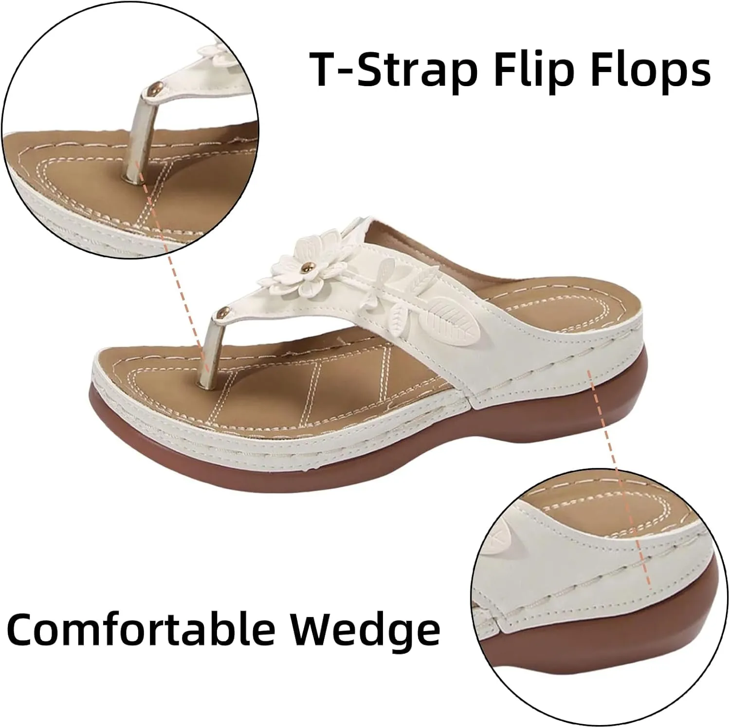 Orthopedic Sandals for Women Arch Support Flip Flops Open Toe Slippers Platform Wedge Sandals Walking Shoes