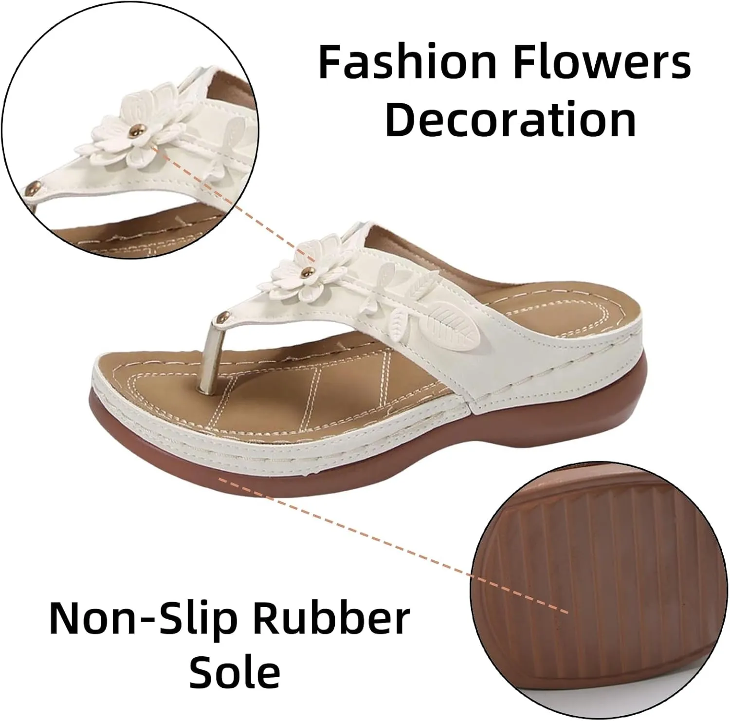 Orthopedic Sandals for Women Arch Support Flip Flops Open Toe Slippers Platform Wedge Sandals Walking Shoes