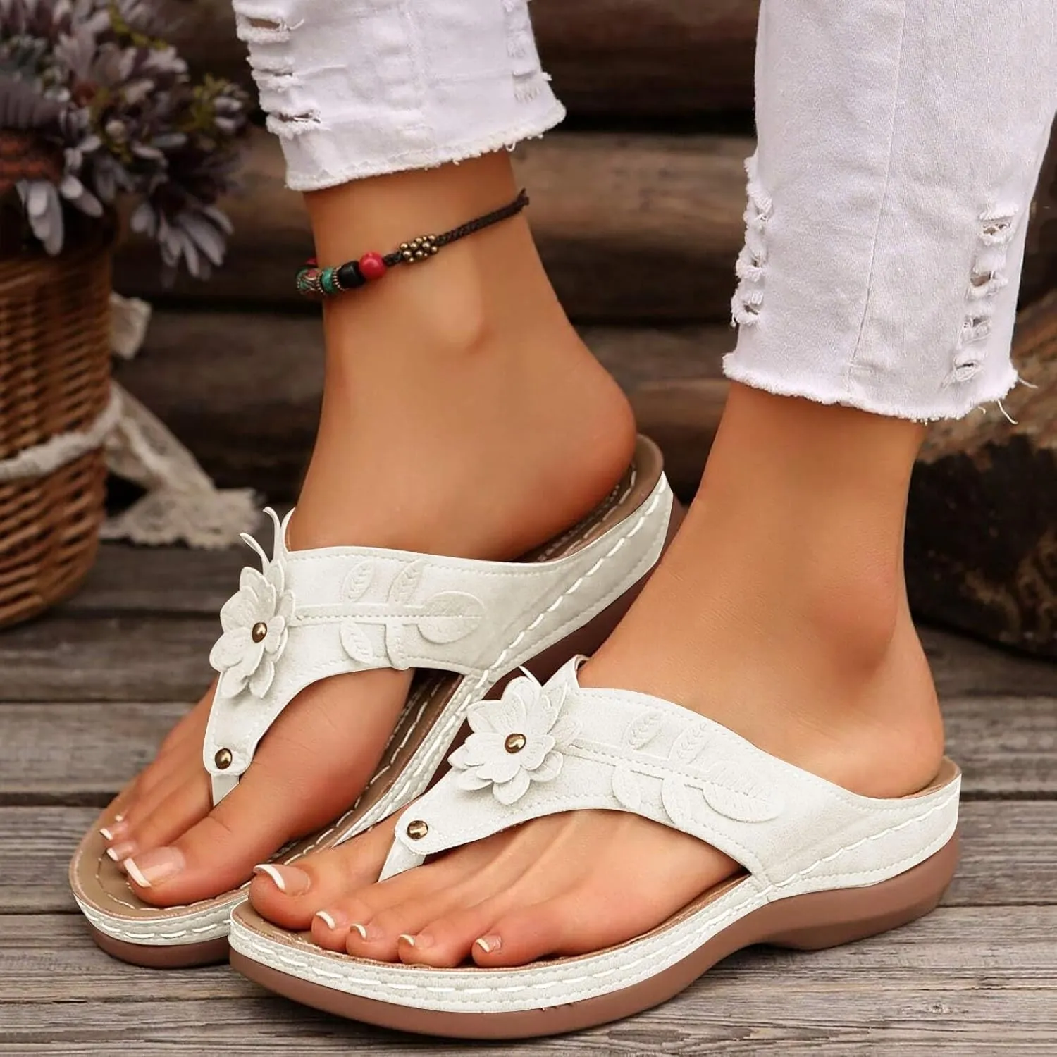 Orthopedic Sandals for Women Arch Support Flip Flops Open Toe Slippers Platform Wedge Sandals Walking Shoes