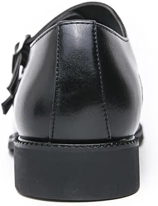 Oxford Formal Shoes for Men Slip On Pointed Toe PU Leather Double Monk Strap Non Slip Anti-Slip Low Top Slip Resistant Rubber Sole Outdoor