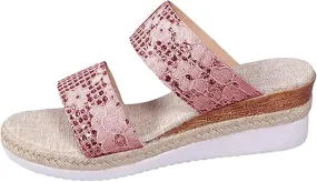 Platform Sandals Women Casual Non-Slip Wedge Open Toe Heeled Sandal with Arch Support Summer Outdoors Vocation Comfortable
