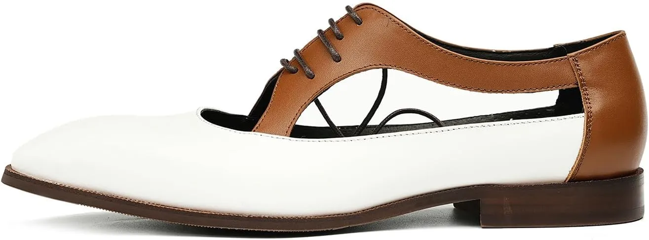Santimon Mens Sandals Formal Dress Oxfords Business Casual Fashion Breathable Lace Up Leather Summer Shoes for Men